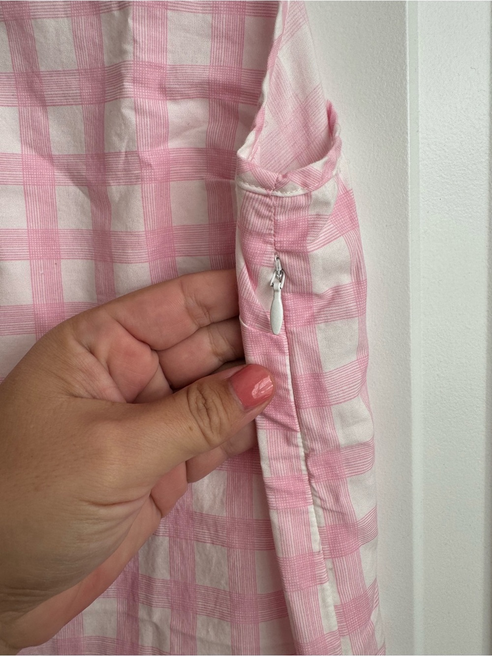 Crown & Ivy Pink Gingham Scallop Hem Shift Dress | Size 12 - Picture 4 of 7